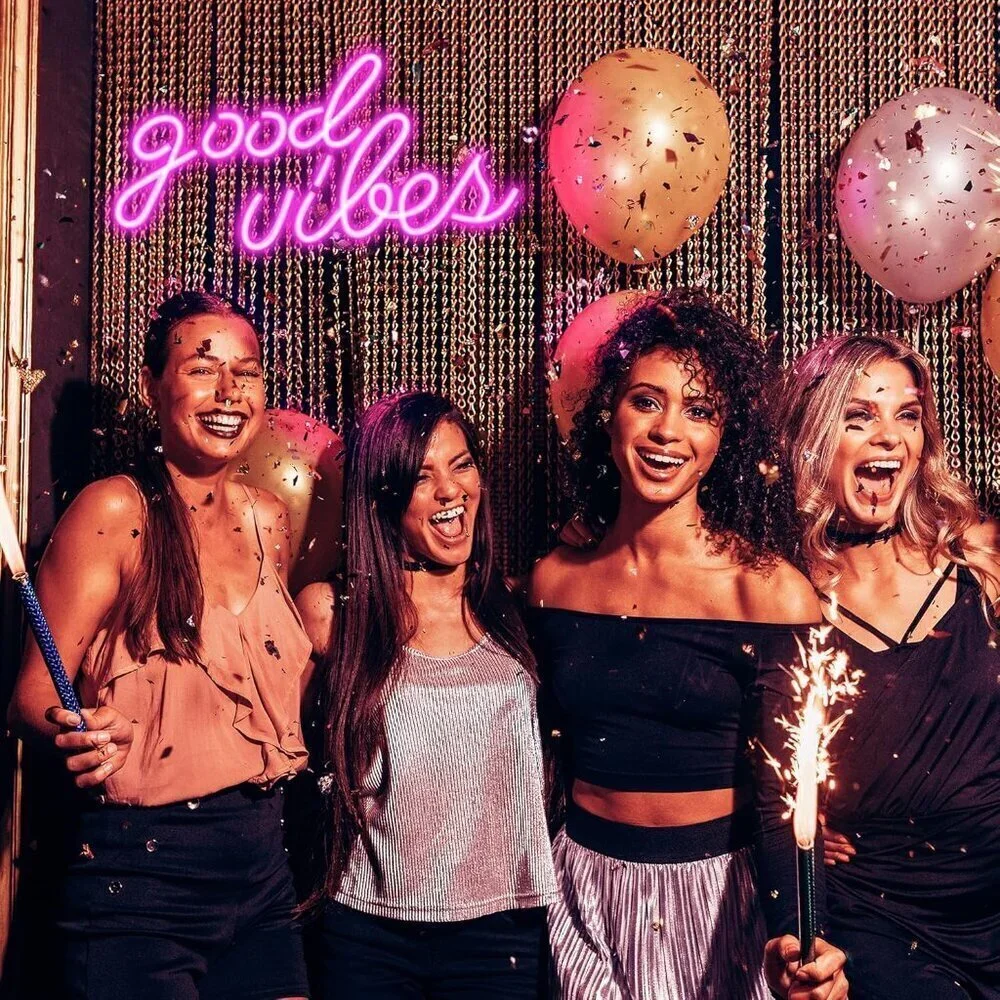 🆕Neon Sign Pink Good Vibes Led Lights for Bedroom, Wall Decor (16.1 x 8.3 inch)